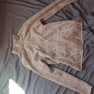 Eddie Bauer White Patterned Zip Up -S